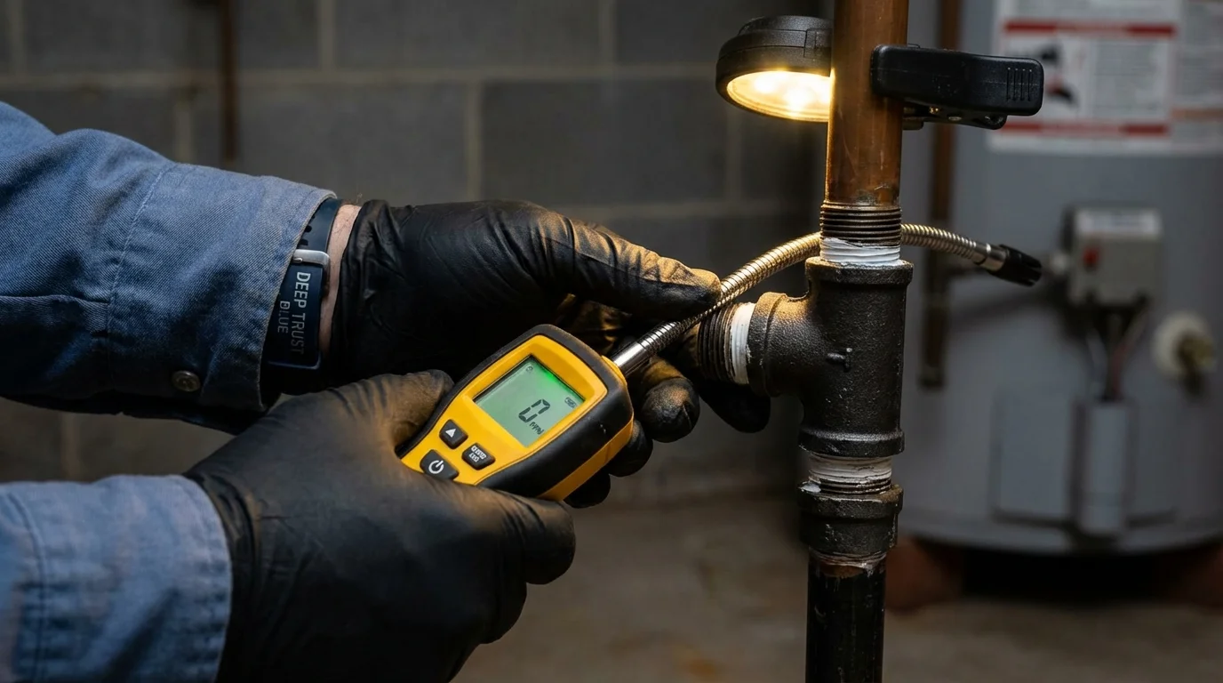 Gas leak detection with electronic sniffer by Johns Plumbing LLC in Monument