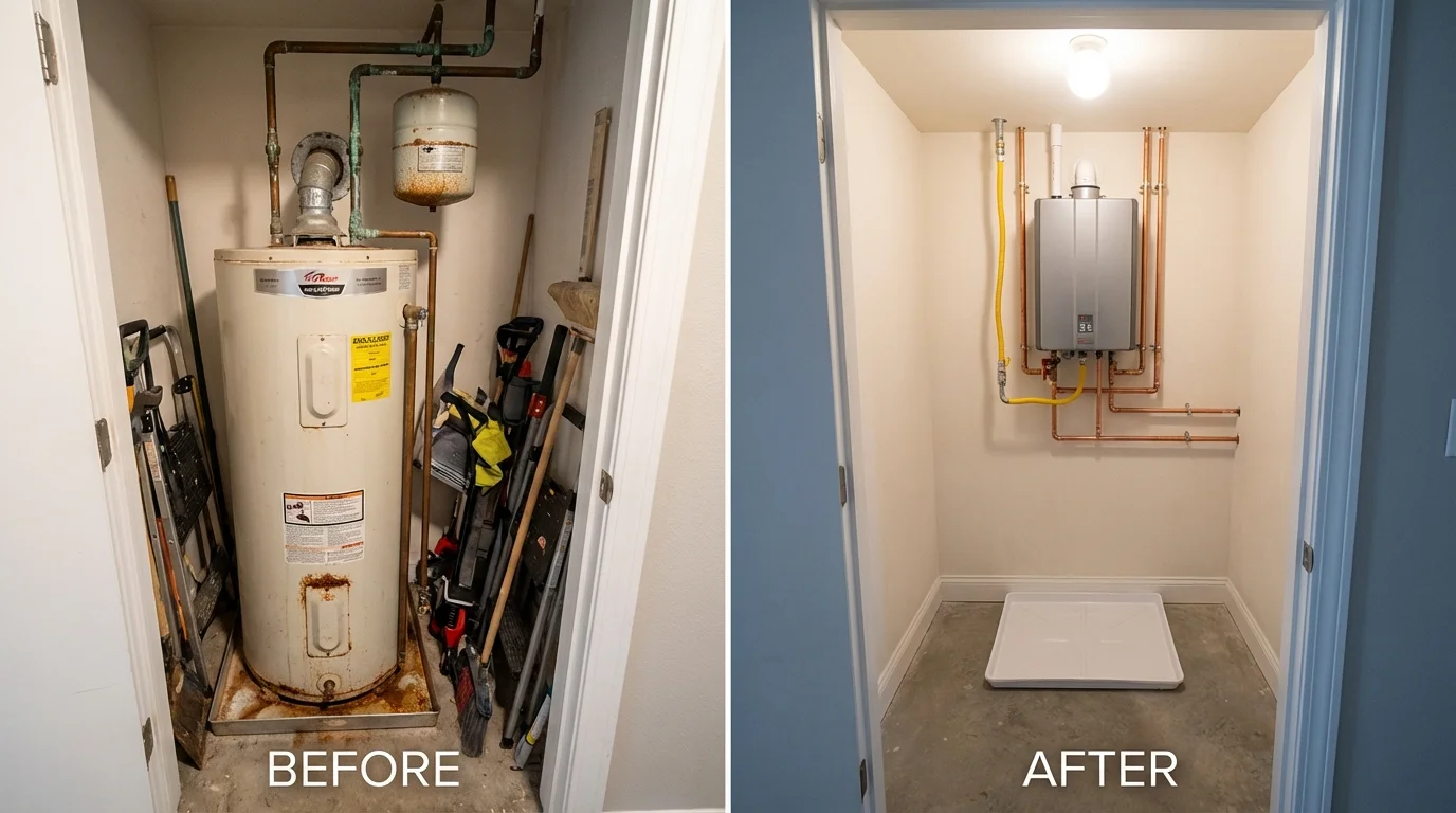 Tank water heater versus wall-mounted tankless unit comparison for Monument, CO homeowners